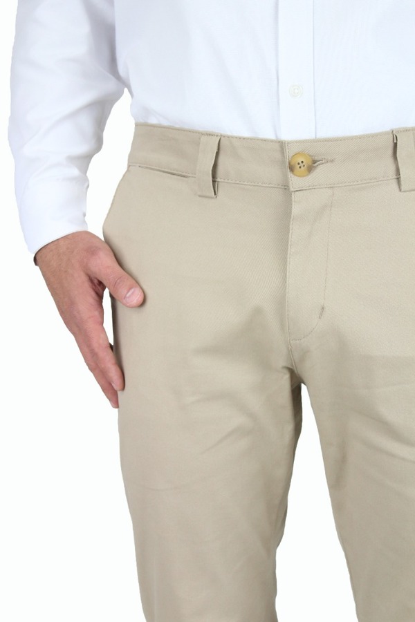 Pantalón Color Caki Estilo Chino De Algodón Para Caballero